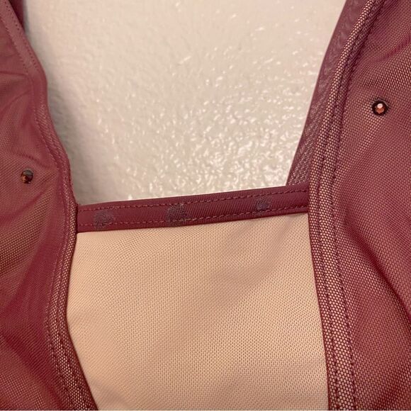 WEISSMAN Dance Costume Burgundy red jumpsuit Mesh Cropped Unitard SM11090 XLA - Picture 8 of 15